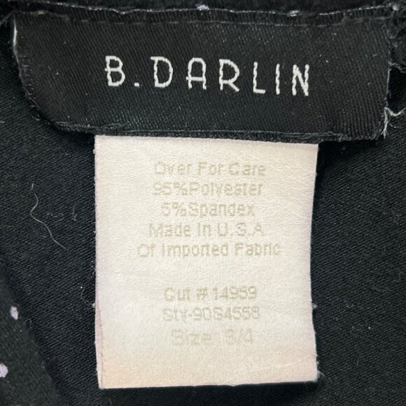 Vintage Y2K Black Polka Dot Retro Twee V Neck Short Sleeve Midi Dress / Small - Picture 6 of 6